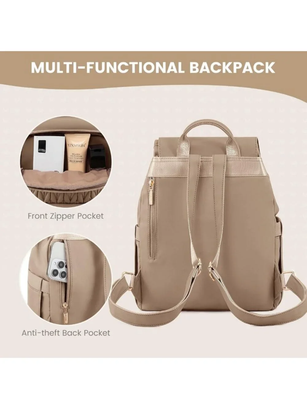 Chic Mini Backpack Purse for Women | Cute Daypack with Anti-Theft Pocket for